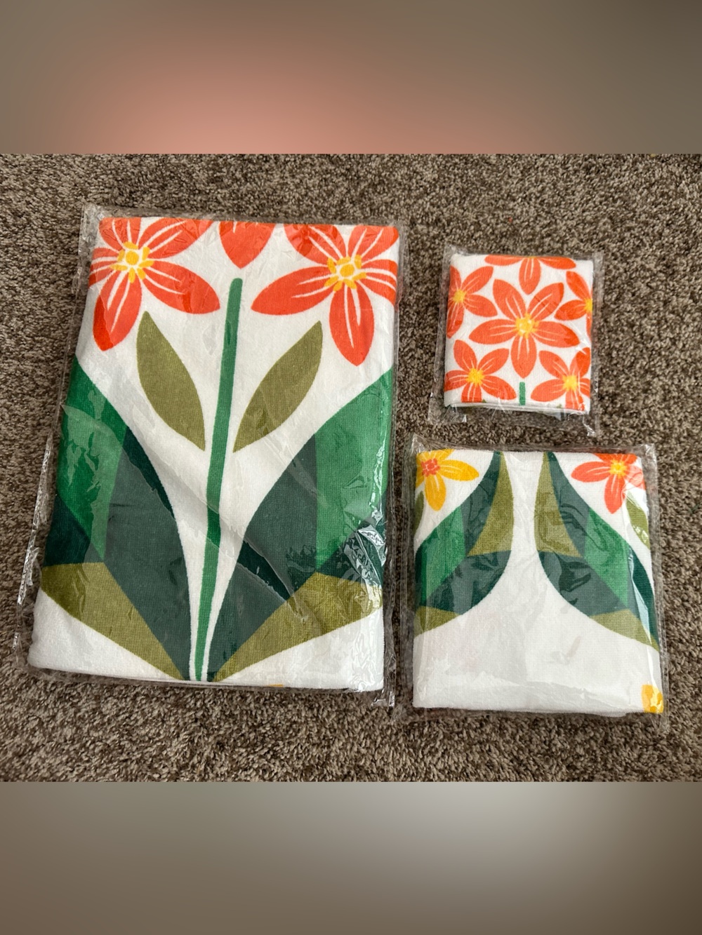 Fragonard Parfumeur Serviette Pop Botanical Orange & Green Towel Set